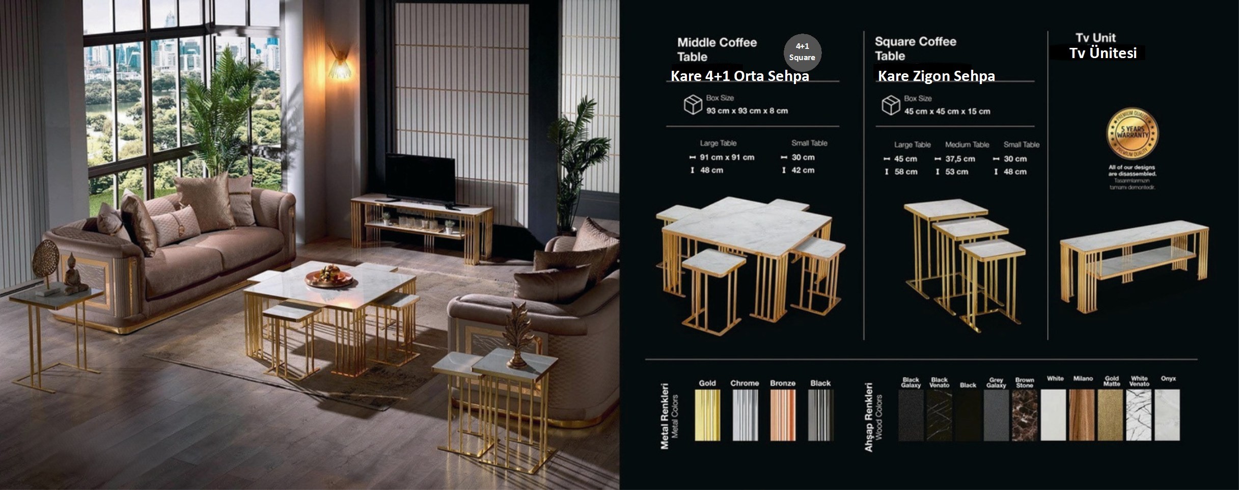 Gold Kare Orta ve Zigon Sehba Set