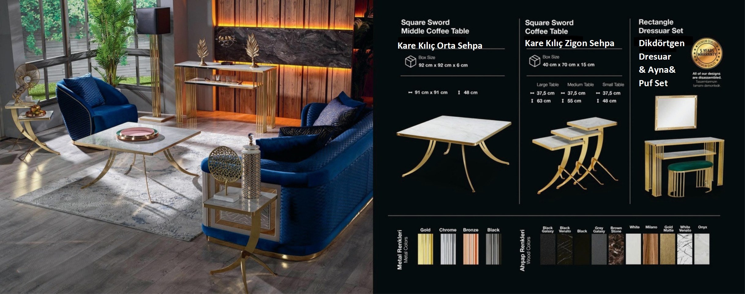 Kare Kılıç Orta ve Zigon Sehba Set