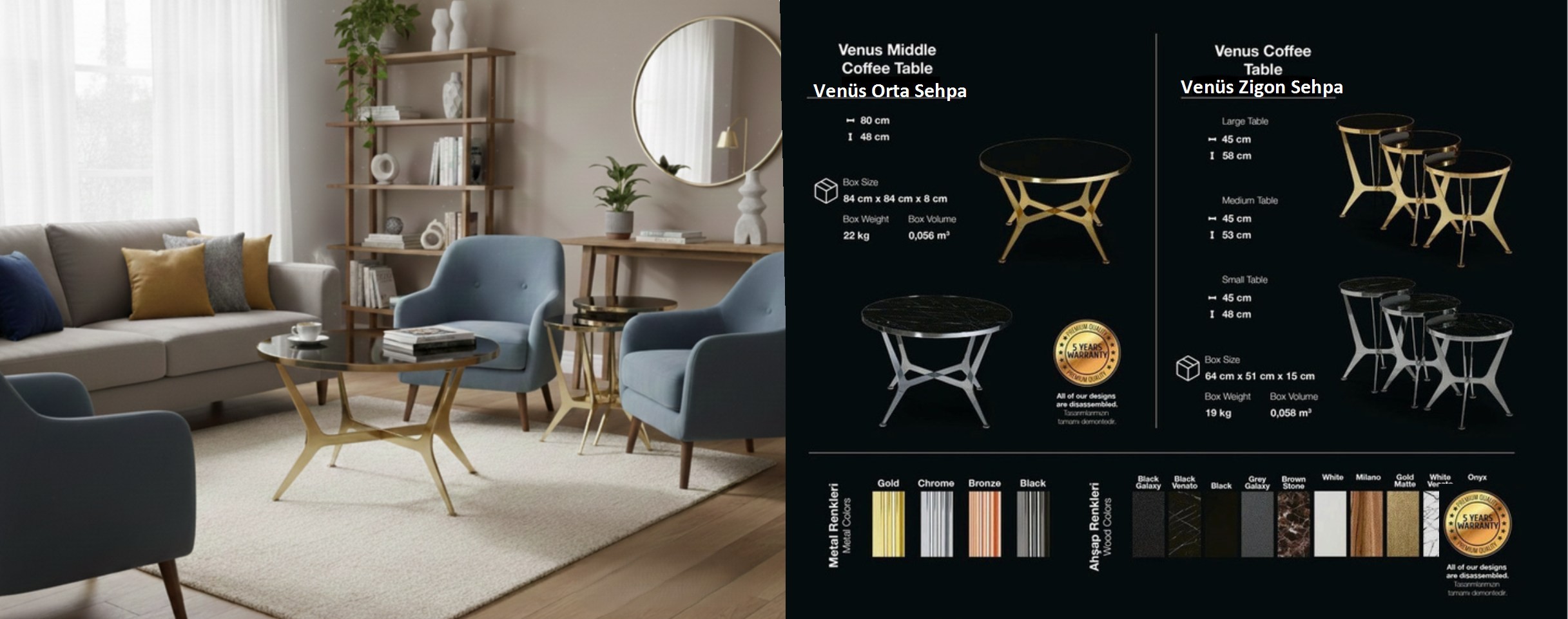 Venüs Gold + Gümüş Orta ve Zigon Sehba Modelleri
