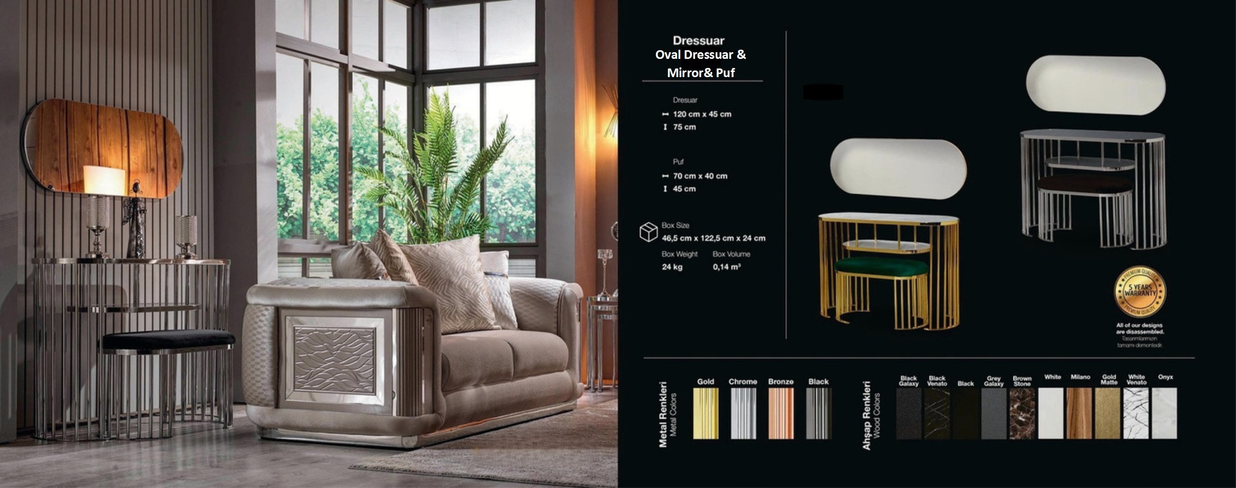 Oval Dresuar + Ayna ve Puf Modelleri