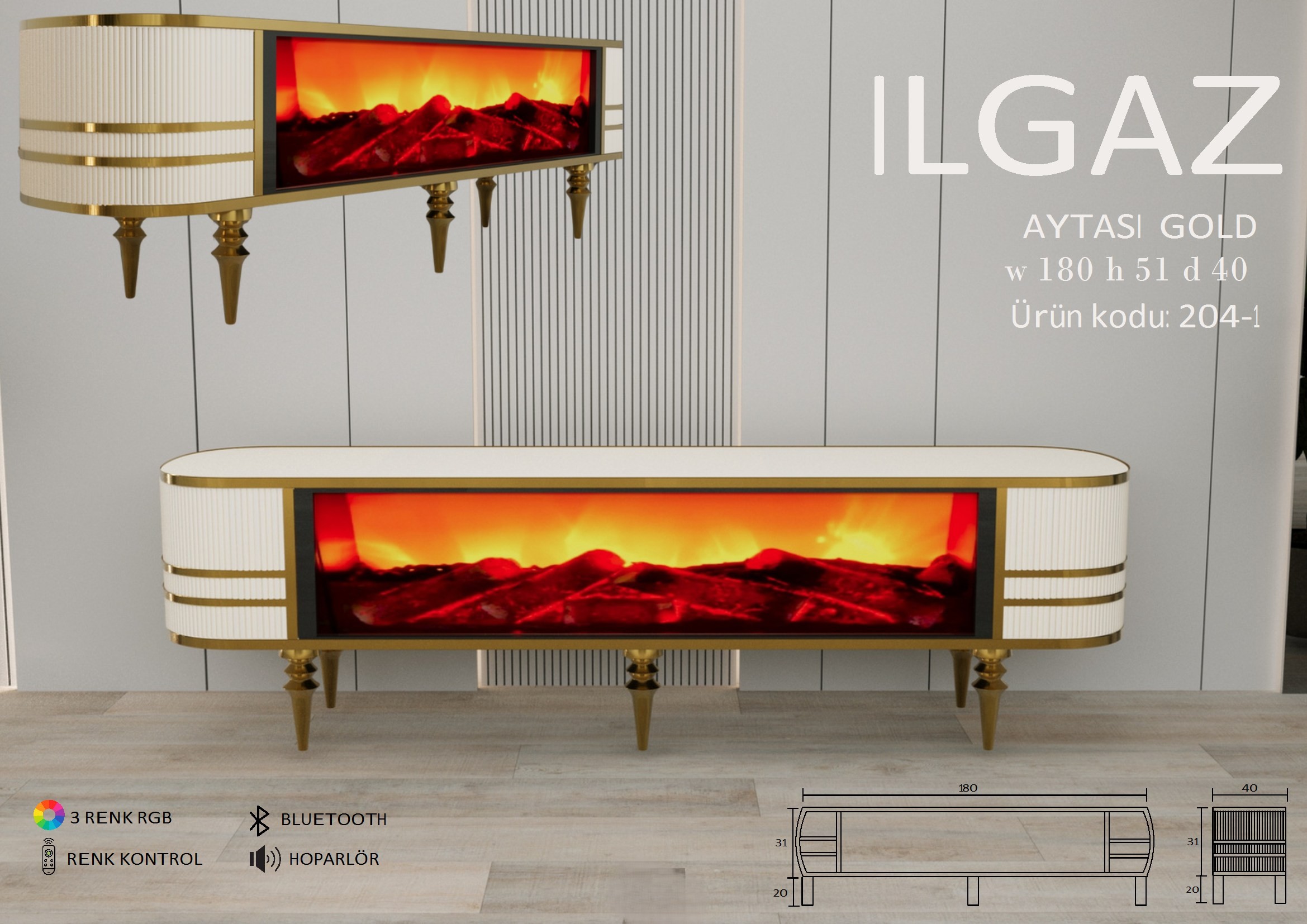 Ilgaz Şömineli Gold Ünite Modeli