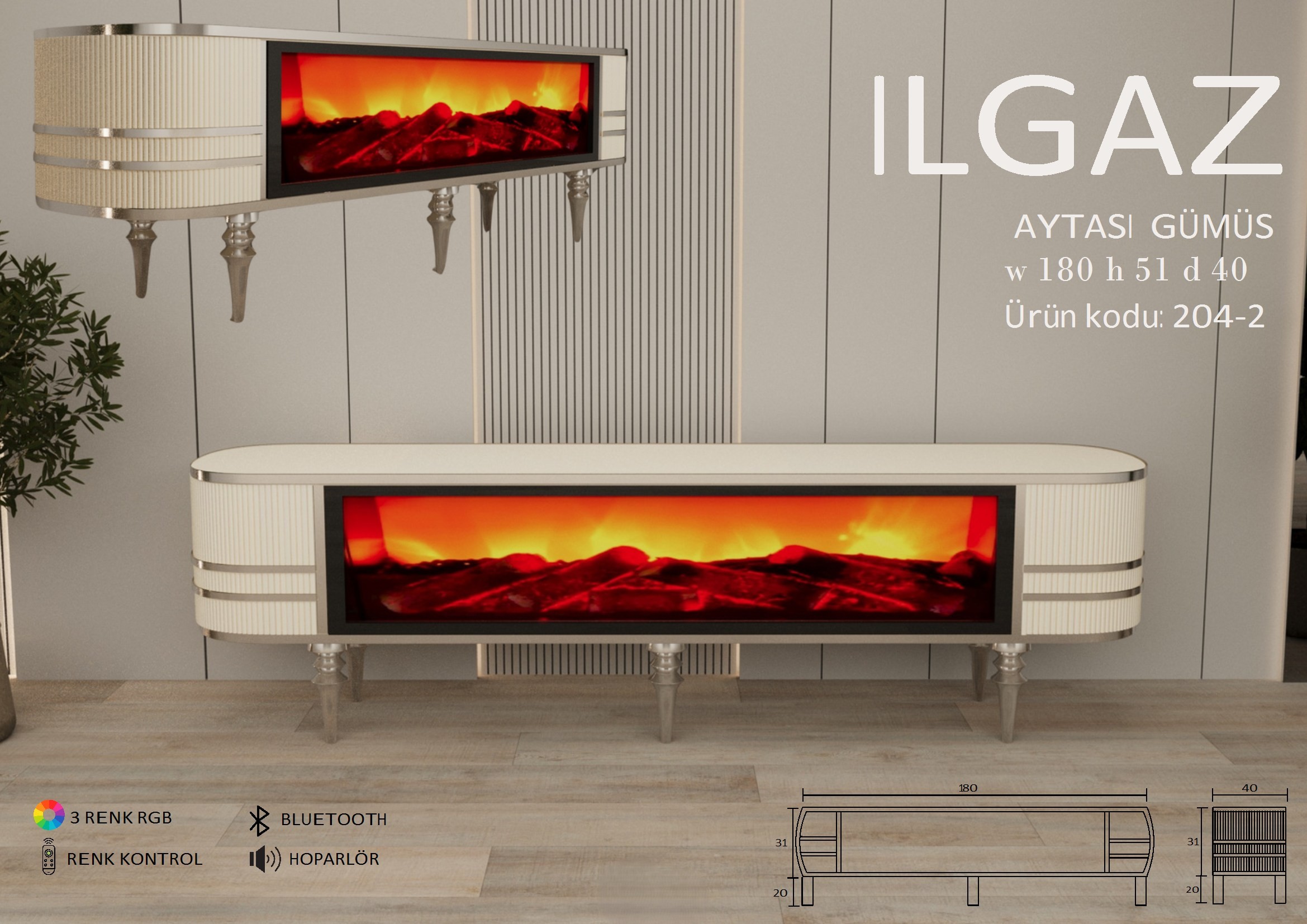 Ilgaz Şömineli Gümüş Ünite Modeli