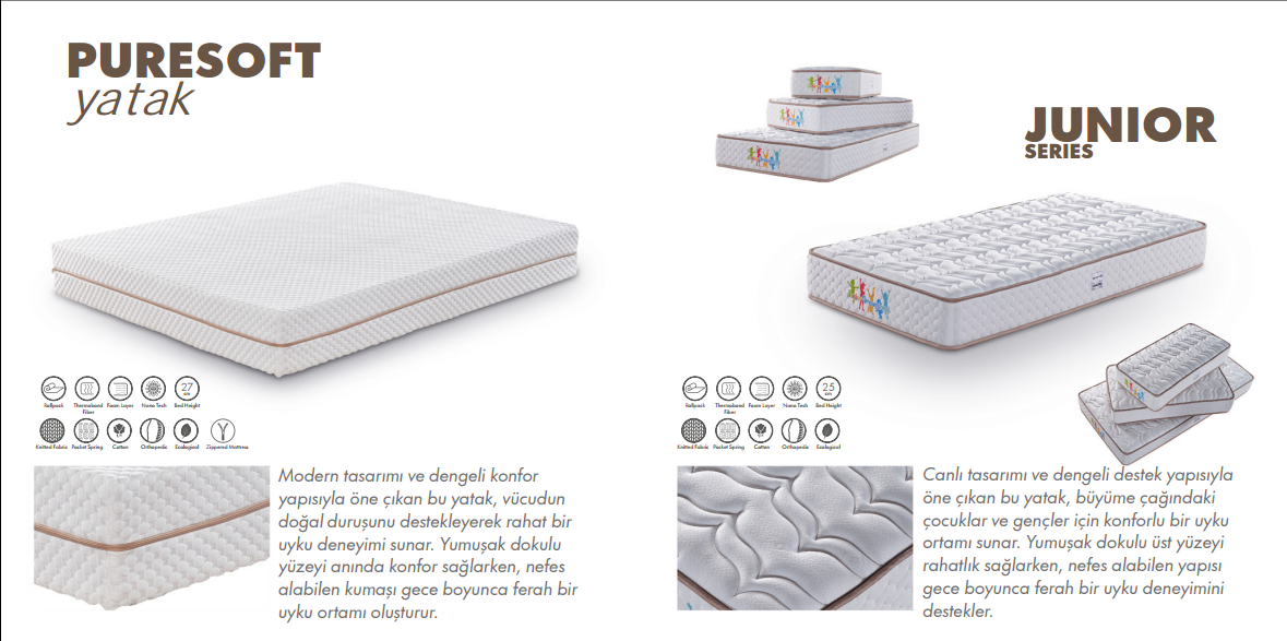 PureSoft ve Junior-P Serisi Yatak